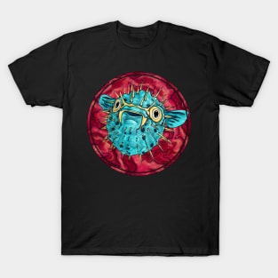 Colorful blowfish art, cute cartoon puffer fish T-Shirt